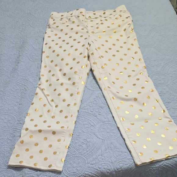 Kim Rogers Denim - Kim Rogers White Jeans with Gold Polka Dots